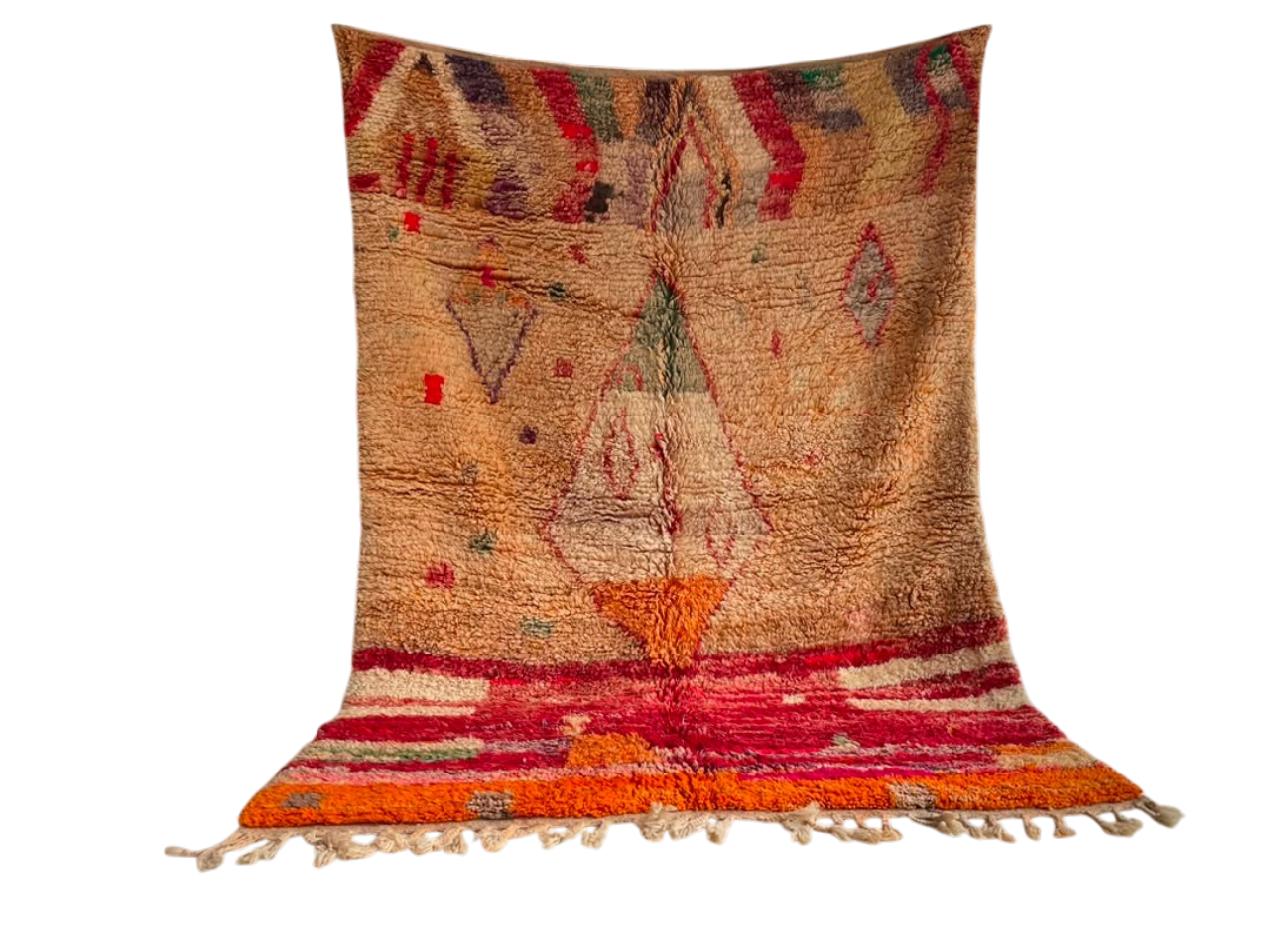 Rot Orange Wohnzimmer Teppich  – Handgeknüpfter  vintage Wollteppich ca. 290 x 190 cm  