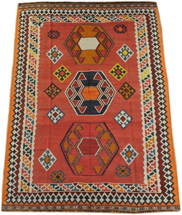 Vintage feiner Kelim Teppich  – 205 x 140 cm Unikat 15