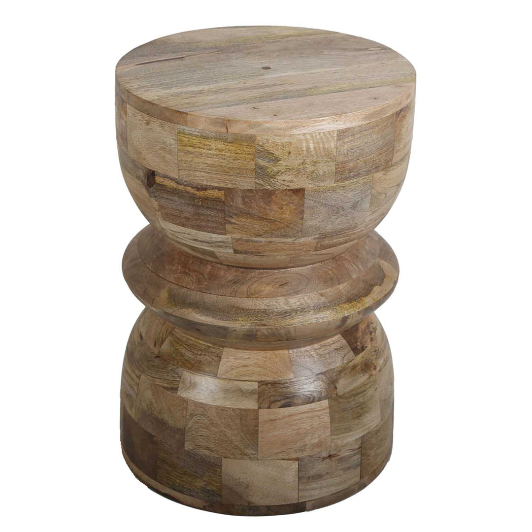 Handgefertigter Holzhocker aus Mangoholz – rund & vielseitig