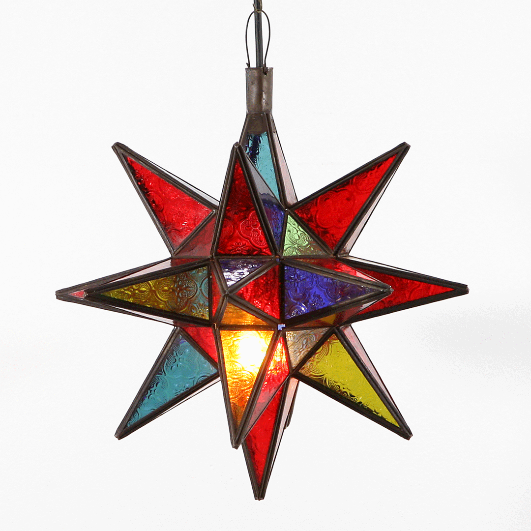 Glas Pendelleuchte bunt , Hängeleuchte, Handgefertigte Pendelleuchte , orientalische Pendelleuchte, Deckenleuchte , Teelichterlaterne    