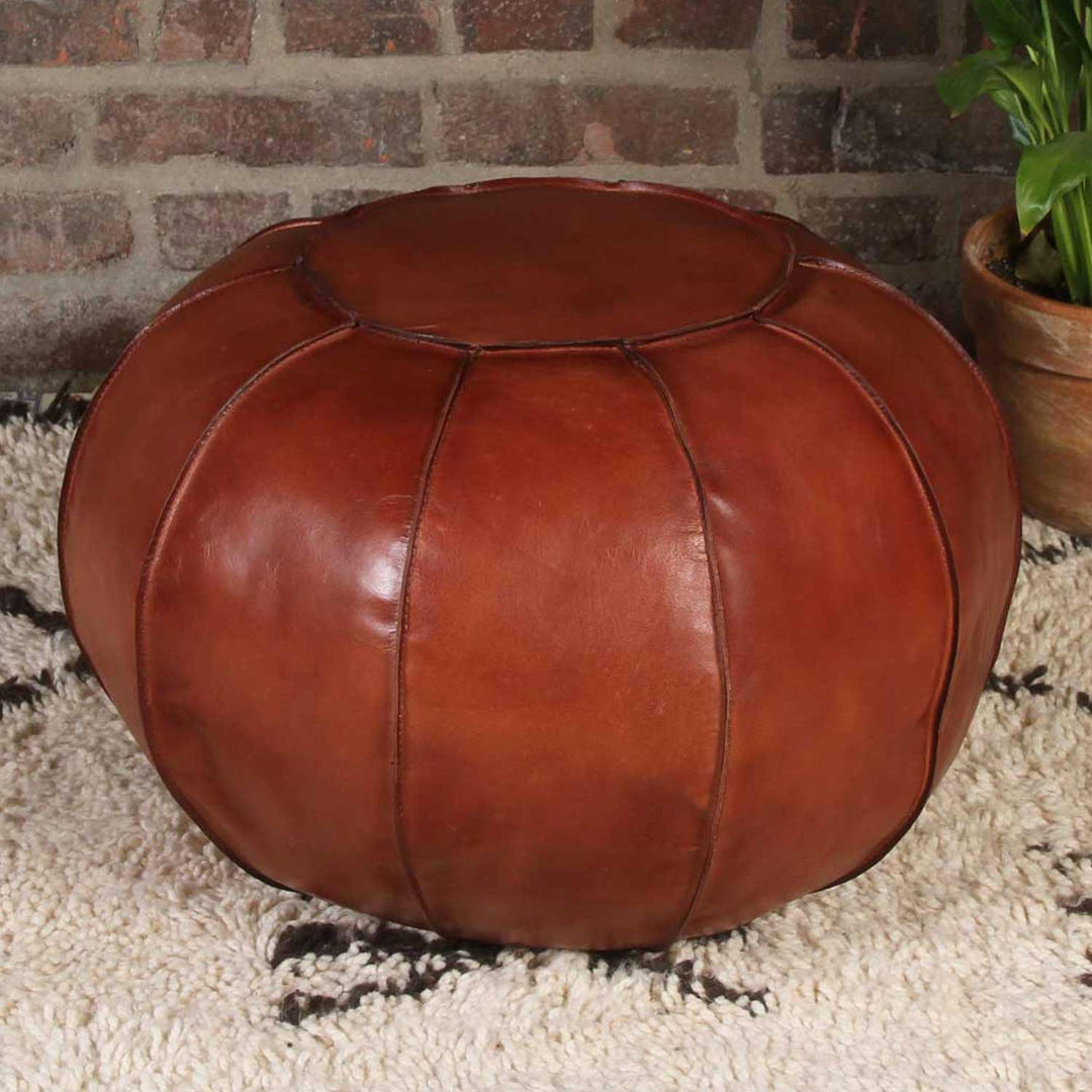 LEDER POUF  BRAUN 