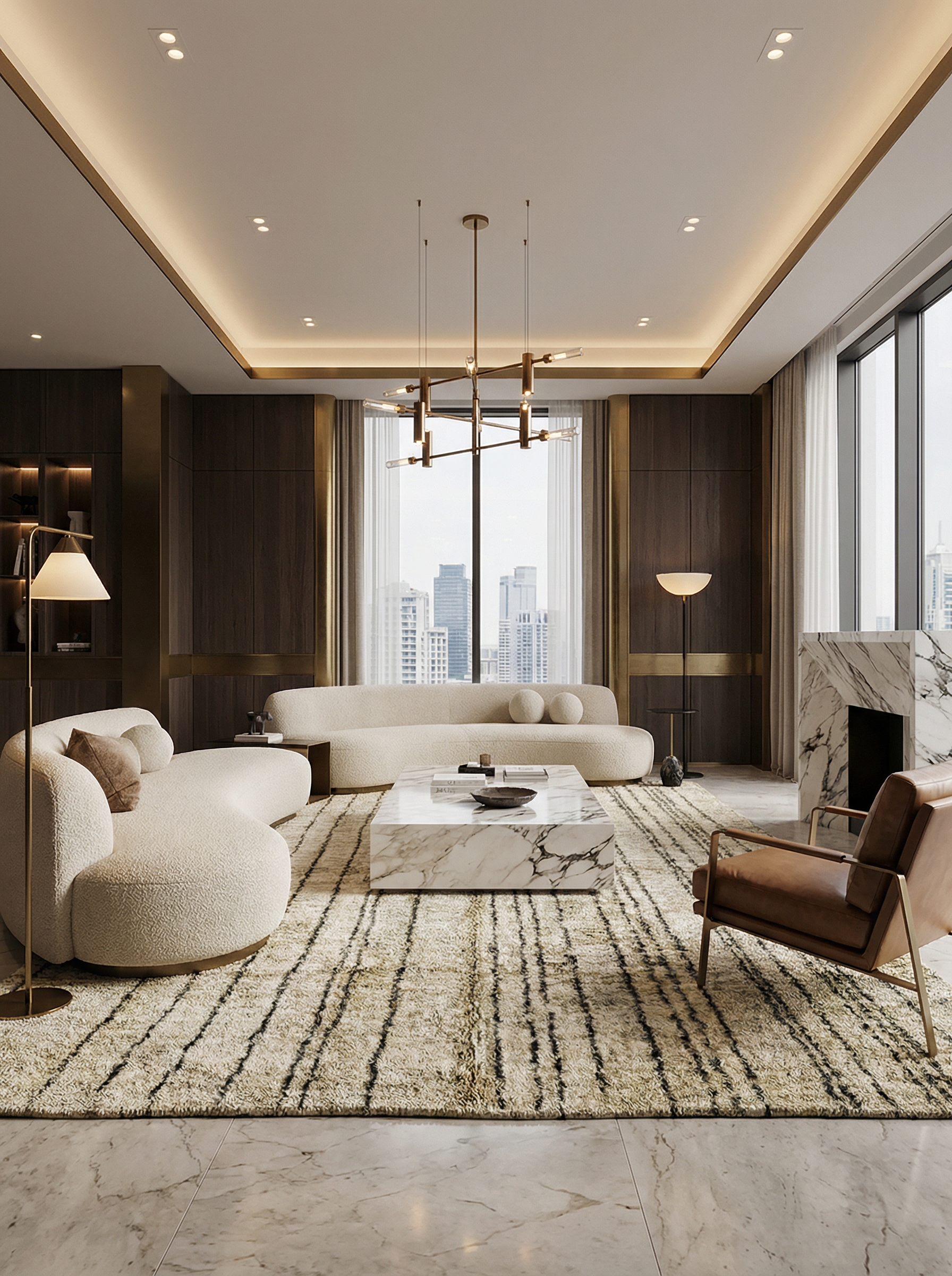 Beni Ourain - Beige And Brown, Triangles, moroccan rug, berber carpet handmade, natural soft cozy wool 