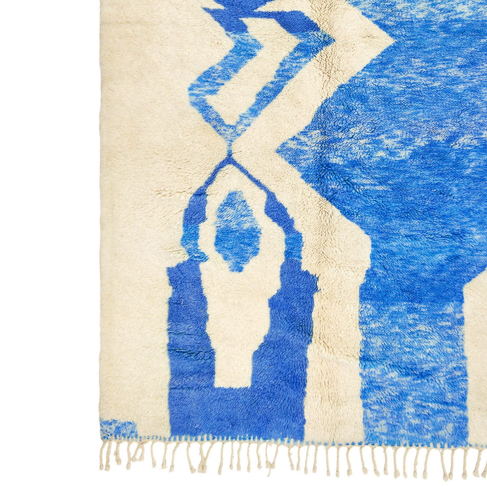 Blauer moderner Teppich Beni Ourain 