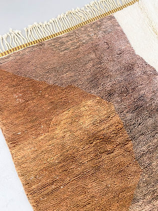 Designer Carpet - Traditional Beni Ourain Yellow, Brown, Red, Moroccan Rugs, Berber Carpets, Handmade, Handwoven