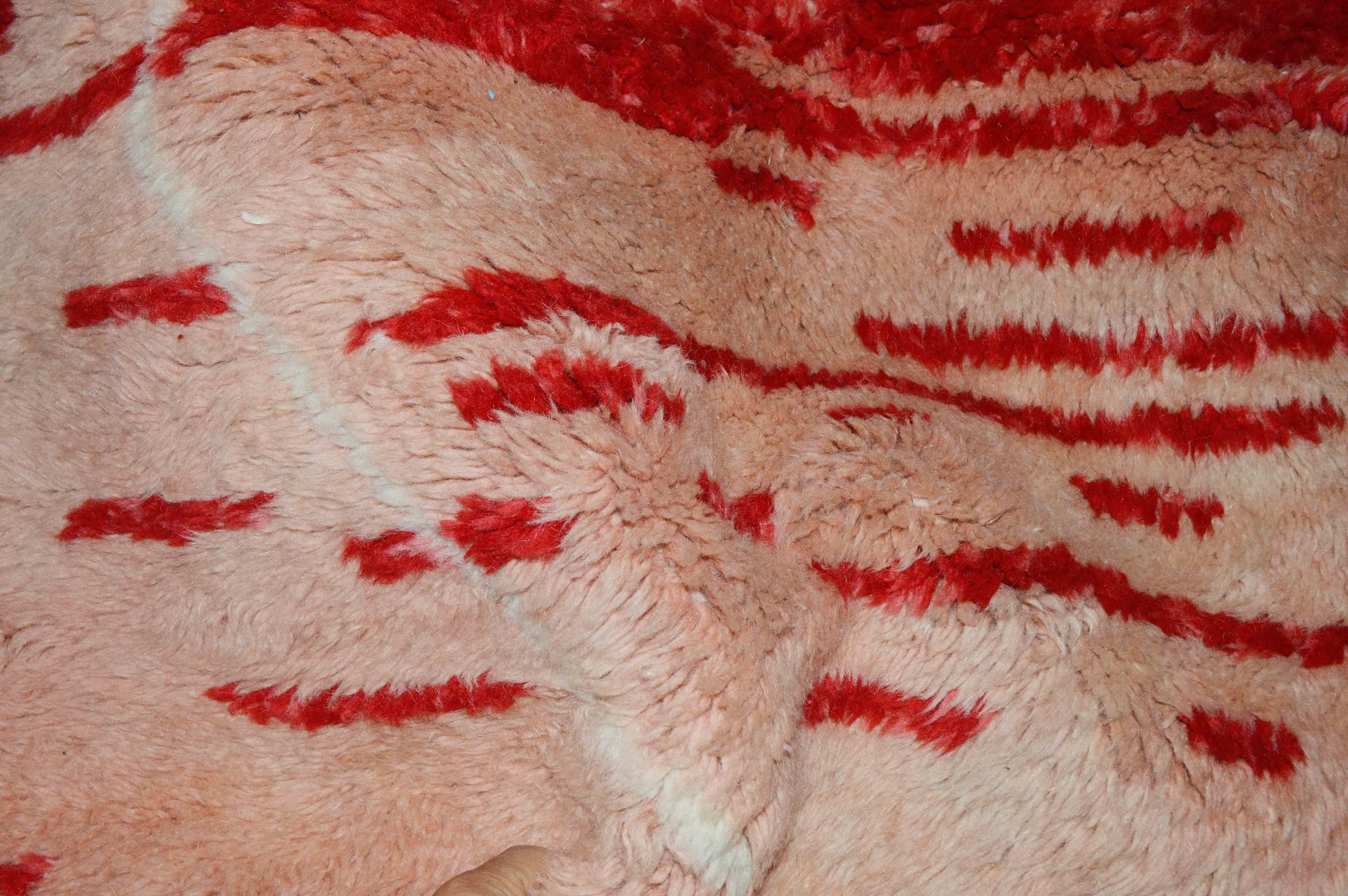 Beni Ourain - Traditional Red Beni Ourain with Linear Pattern Moroccan Rugs, Berber carpets