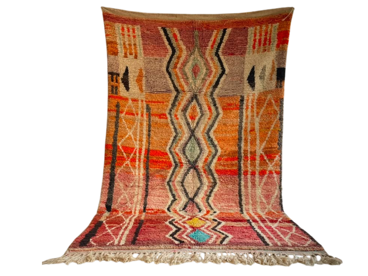  Wohnzimmer Teppich  Bunt – Handgeknüpfter  vintage Wollteppich ca. 290 x 190 cm   