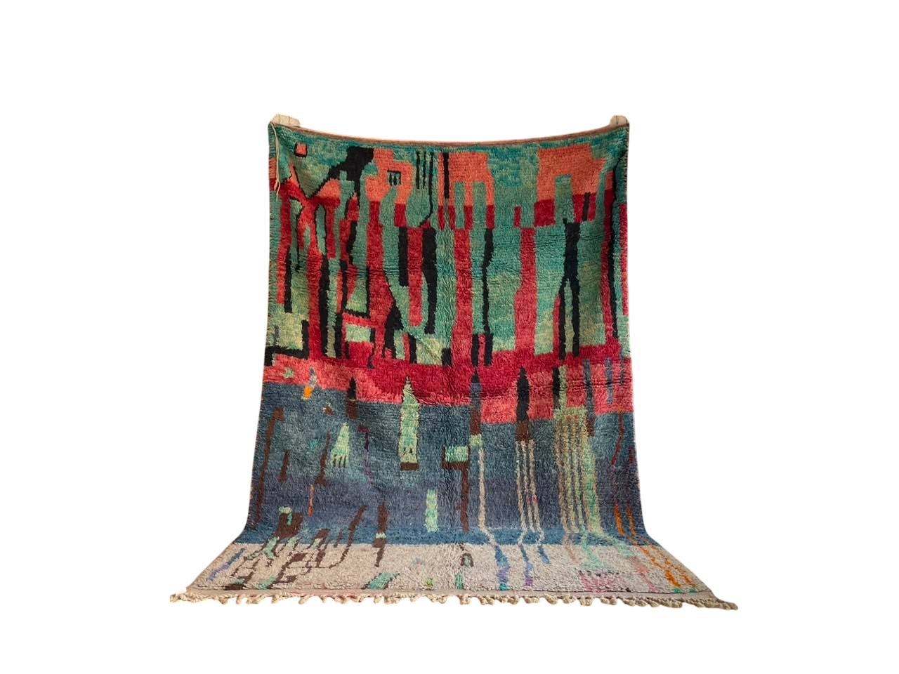  Wohnzimmer Teppich  Bunt – Handgeknüpfter  vintage Wollteppich ca. 290 x 190 cm 